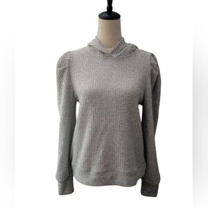 Philosophy NWT  Puff Sleeve Waffle Knit Pullover Grey  Hoodie Size M